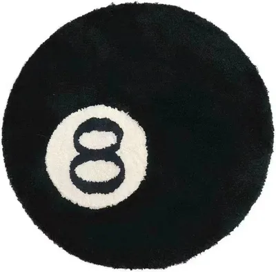 Produktbild von Simulation Billard 8-Ball-Teppich, rund, Tufting, weiche Stuhlauflage, rutschfeste Badematte, Kinderzimmer, schwarzer Teppich, Nachbildung-Teppiche，100*100cm