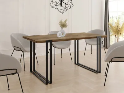 Produktbild von Ausziehbarer Esstisch - Großer Tisch im Loft-Stil mit Schwarze Metallbeinen 140 bis 240 cm - Industrietisch für das Wohnzimmer - Spacesaver - Lefkas Eiche - 140 x 80 cm