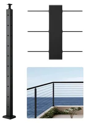 Productafbeelding van VEVOR Kabelgeleiderpalen, 91,4x3x5 cm, hoekpalen, met L-vormige, voorgeboorde gaten, roestvrijstalen (SUS304) geleiderpalen met gebogen bevestiging, set van 1, zwart, 1JZLGZXHS914IVCFL001V0