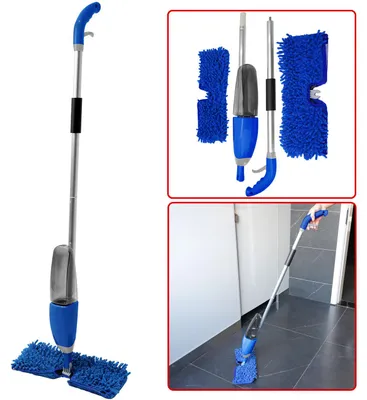 Produktbild von Praktischer 2 in 1 Bodenwischer nass-trocken mit Sprühfunktion, FastSwap, Wassertank 700 ml, 180°-Schwenkkopf, inkl. 2 Wischtüchern