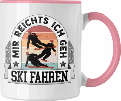 Produktbild von Trendation - Ski Tasse Geschenk Lustiger Spruch Mir Reichts Ich Geh Ski Fahren Becher Geschenkidee Skifahrer (Rosa)