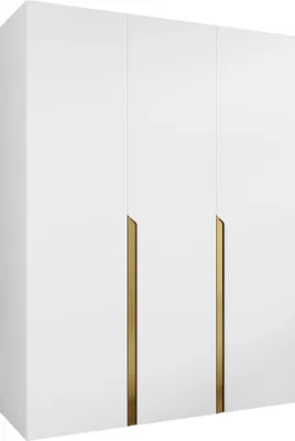 Produktbild von MIRJAN24 Kleiderschrank Mila 1 150, Schlafzimmer, Kleiderschrank, mit drei Drehturen und mit zwei Kleiderstange, Modern, Garderobenschrank (Farbe: Weiß + Gold)