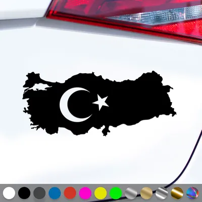 Produktbild von PantherPixel Türkei Aufkleber Wappen Umriss Flagge Fahne Türkiye Sticker Auto Geschenkidee Farbe Schwarz