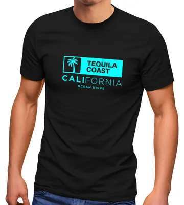 Produktbild von Neverless® Herren T-Shirt California Ocean Drive Kalifornien Palme Sommer Fashion Streetstyle schwarz 4XL