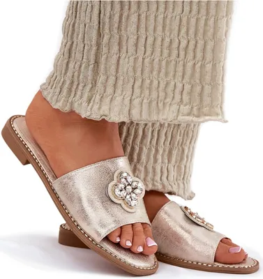Produktbild von Damen Flache Sandalen Mit Dekorativem Detail S.Barski KV51-087 Gold 39