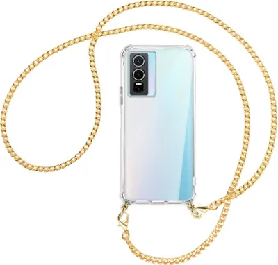 Produktbild von Handykette Backcover-Schutzhülle mit Band (Metall goldfarben) für vivo Y76 5G - goldfarbene Kette