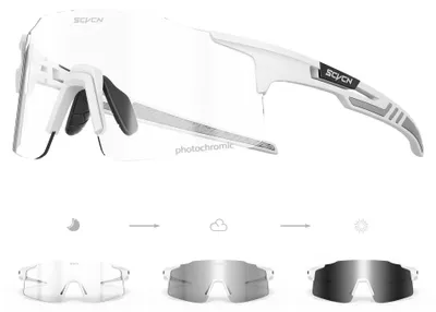 Zdjęcie produktu dla Sportowe okulary przeciwsłoneczne, fotochromowe, biały, do kolarstwa