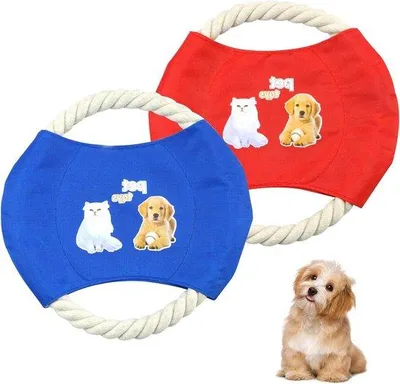 Produktbild von Hunde Frisbee - Hunde Disc - Outdoor-Spiele - Langlebiges Baumwollseil - 18 cm - Rotblau