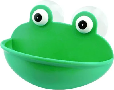 Produktbild von Seifenschale mit Saugnapf in Froschform, für Schwamm, Seife, Abfluss, Badezimmer-Organizer
