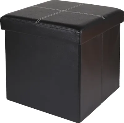 Produktbild von Sitztruhe Sitzbox Sitzwürfel Leder schwarz mit Ziernaht 38x38cm