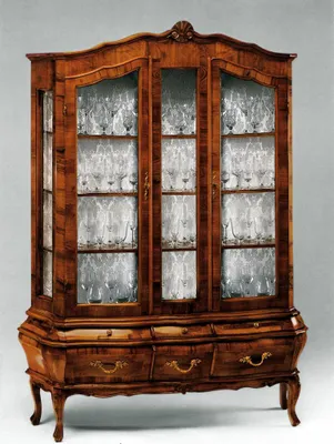 Image de Buffet de salon avec 3 tiroirs et portes vitrées Buffet de salle à manger en bois massif
