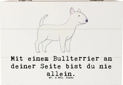 Produktbild von Mr. & Mrs. Panda Kiste Bullterrier Begleiter 22 x 15 cm - Weiß - Geschenk, Hunderasse, treuer, loyaler Freund, schatztruhe, Hunderassen Pflege, Hund, Trost spenden, treue