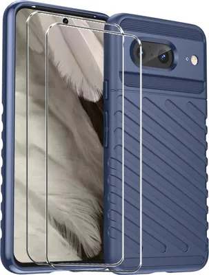Produktbild von 2in1 Schutz Cover Set für das Google Pixel 7a besteht aus 2x 9H Glas Folie Display Schutzfolie und 1x Silikon Case Schutzhülle - Hülle in Blau