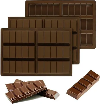 Produktbild von Silikon-Chocoladenform, 3-teilig, rechteckig, tief, foodsafe, Schokoladenformen