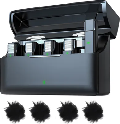 Obrázek produktu pro One-Trigger-Four 2.4G bezdrátový mikrofonní systém klopový mikrofon pro telefon všesměrový mini klopový mikrofon automatické párování inteligentní potlačení šumu 300M dosah přenosu pro smartphony s Androidem typu C