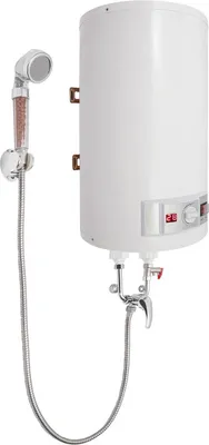 Obrázok produktu pre elektrický zásobník teplej vody 50 l 2 kW, digitálny LED displej, ručná sprcha s držiakom, strieborná - do kuchyne, WC, kaderníctva