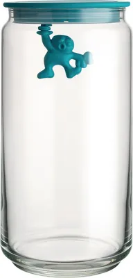 Produktbild von Alessi Vorratsdose Gianni A Little Man Holding On Tight - AMDR06 AZ - Blau - 1,4 Liter - von Mattia Di Rose