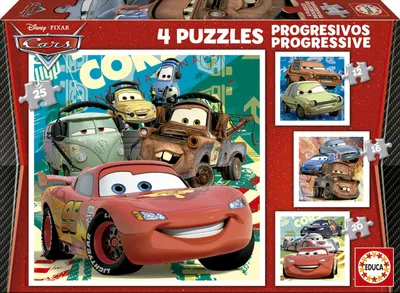 Produktbild von Educa - Kinderpuzzle Cars | 4in1 Puzzleset 12/16/20/25 Teile | Lightning McQueen