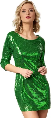 Produktbild von Pailletten-Langarmkleid - grün, M