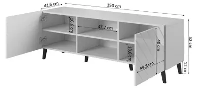 Zdjęcie produktu dla Szafka RTV ABETO 150x42x52 czarny połysk