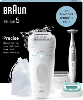 Produktbild von Braun Silk-épil 5 Epilierer Damen, Haarentferner mit 10 Extras, Ladyshaver, langanhaltende Glätte, Weiß/Grau