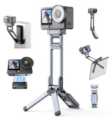 Imagen del producto de Soporte magnético mini para cámara DJI Osmo Action 6, compatible con sistemas Arca-Swiss, Ulanzi y MA37, color gris