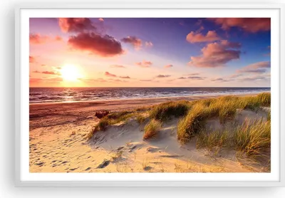 Produktbild von Gerahmtes Poster - Weißer Rahmen - Meer Strand Düne - 91,5x61 cm - Wand Bild - Wanddeko - Wandbilder - Kunstposter - Wandposter - Bilderrahmen - Bilder - Kunstdruck - Wandbild - P2WAA91x61-3540