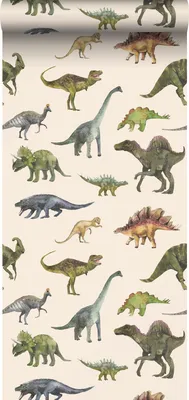 Zdjęcie produktu dla Sanders & Sanders Tapeta dinozaury zielonymIbeżowym 50 x 900 cm