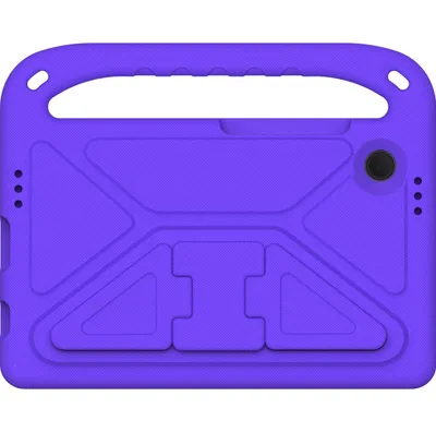 A purple tablet case with a handle and stand.