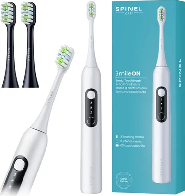 Produktbild von Spinel Care Schallzahnbürste SmileON Weiß mit 2 Ersatzbürsten Schwarz