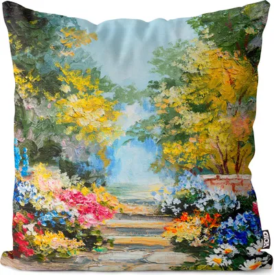 Produktbild von VOID Blumen Gemälde Garten Kissenbezug Kissenhülle Sofakissen Kissen Deko Outdoor-Kissen Dekokissen