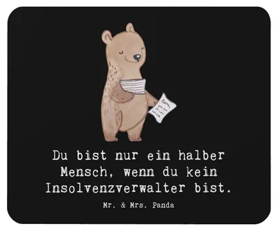 Produktbild von Mr. & Mrs. Panda Mauspad Insolvenzverwalter Herz - Schwarz - Geschenk, computermatte, mousematte, Mousepad, Mouse Pad, pc mausunterlage