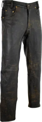 Produktbild von Herren Vintage Lederhose Lederjeans Biker Hose aus echtem Rinds Leder (30)