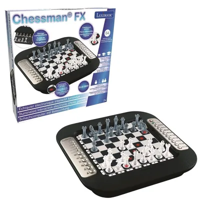 Produktbild von FX Elektronisches Schachspiel mit Berührungstastatur und Licht und Soundeffekte 32 Stück 64 Schwierigkeitsgrade Familienbrettspiel Schwarz Chessman FX A