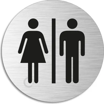Produktbild von Schild - Damen Herren | WC Schild aus Aluminium | Edelstahloptik selbstklebend  selbstklebend  Ø 75 mm