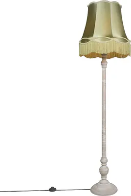 Zdjęcie produktu dla Lampa podłogowa w stylu retro szara z zielonym abażurem Granny - Classico