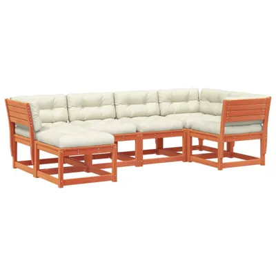 Produktbild von 6-tlg. Garten-Sofagarnitur mit Kissen Wachsbraun Kiefernholz
