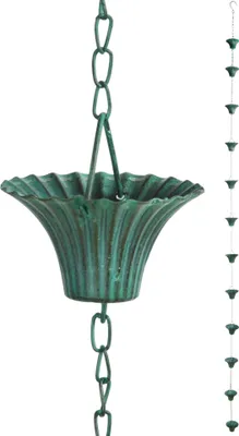 Produktbild von Esschert Design Regenwasserkette Grünspan; TH88; 7,9x7,9x254,0 cm