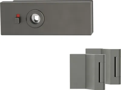 Produktbild von Griffwerk PURISTO S -Kaschmirgrau Ganzglastürbeschlagset -3-teiliger Bandsatz -ohne Griff mit Magnetfalle -smart2lock