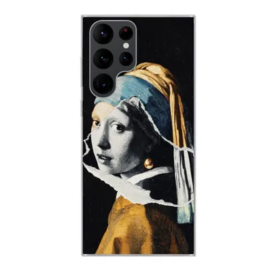 Produktbild von MuchoWow® Handyhülle Schutzhülle Hülle für Samsung Galaxy S22 Ultra Mädchen mit Perlenohrring - Gold - Schwarz - Weiß Silikon Softcase Handy Hülle - Abbildung