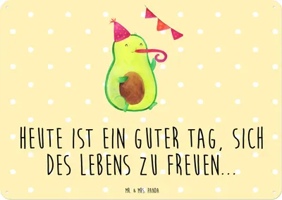 Produktbild von Mr. & Mrs. Panda tafel Avocado Party DIN A3 - Gelb Pastell - Geschenk, Türschild, Geburtstag, Happy Birthday, Wandbild, Schild, Blechtafel, wandtafel