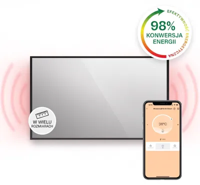 Zdjęcie produktu dla KlarsteinLa Palma 1000 Smart, panel grzewczy na podczerwień 2 w 1, grzejnik, 120 x 60 cm, 1000 W, lustrzany front