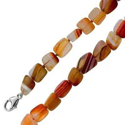 Produktbild von Achatkette orange rot rostbraun hell beige Edelsteine 385ct  57