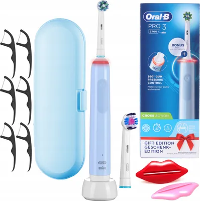 Produktbild von Oral-B | Elektrische Zahnbürste PRO 3 3700 - Blau - 3 Reinigungsmodi - Mit Etui und Zubehör