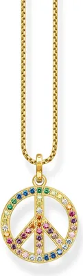 Thomas Sabo KE2170-996-7-L55v Damen-Halskette Peace-Zeichen Goldfarben Bunt 1