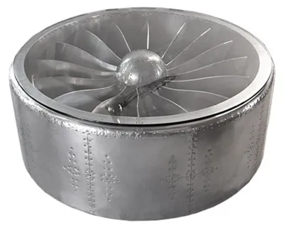 Produktbild von Casa Padrino Luxus Aluminium Couchtisch Rund 128 x H 42 cm Flugzeug Turbine - Art Deco Vintage Flieger Möbel Tisch