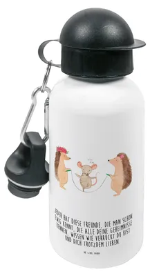 Produktbild von Mr. & Mrs. Panda Wasserflasche Igel Seilhüpfen - Weiß - Geschenk, Kinder, Kindertrinkflasche, Kindergarten, Trinkflasche, Tiere, Sportflasche, für den, Maus, Seilspringen