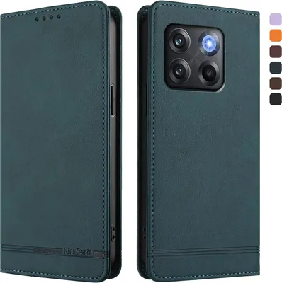 Produktbild von Hülle für OnePlus 10T, Retro Kunstleder Ständer Klapphülle mit Kartenfächer und Magnetische Grün