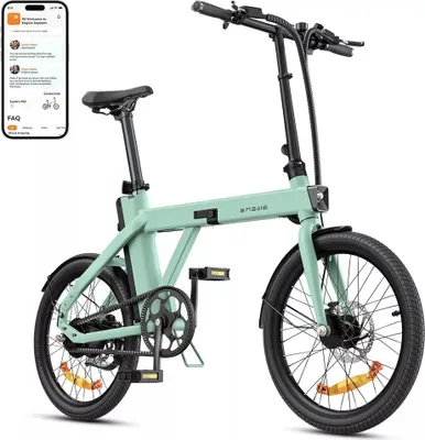 Produktbild von Faltbar E-Bike Klapprad mit APP, 36V 9.6Ah Akku bis zu 100km, 250W Motor Max 25km/h, 42Nm Drehmomentsensorik & Kohleriemen, 3 Stufen-PAS Engwe P20,