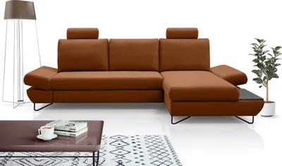 Zdjęcie produktu dla DomoHome LOFT Sofa narożna z wysuwanym pojemnikiem na pościel i regulowanymi zagłówkami i podłokietnikami, prawy układ 284 cm szerokości 96-166 cm głębokości 89-104 cm wysokości Kolor: platynowy